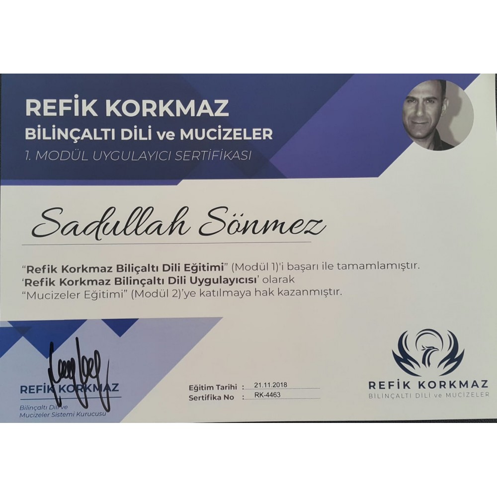 BİLİNÇALTI DİLİ VE MUCİZELER 1. MODÜL UYGULAYICI SERTİFİKASI
